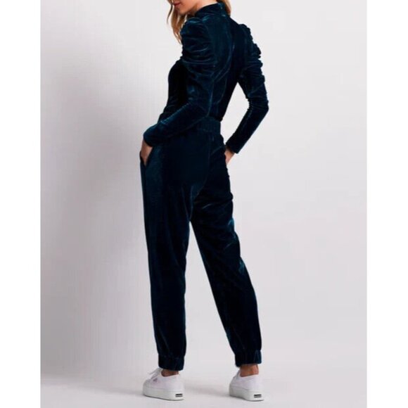 PatBo Azure Blue Luxe Velvet Jogger Pants, Size L, NWT! $425 - Picture 3 of 7